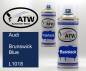 Preview: Audi, Brunswick Blue, L1018: 400ml Sprühdose + 400ml Klarlack - Set, von ATW Autoteile West.